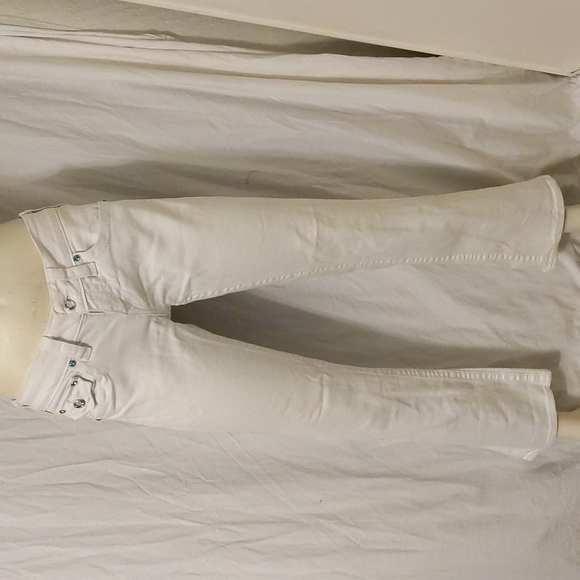 True Religion white boot cut jeans with blue crystals - Picture 3 of 10